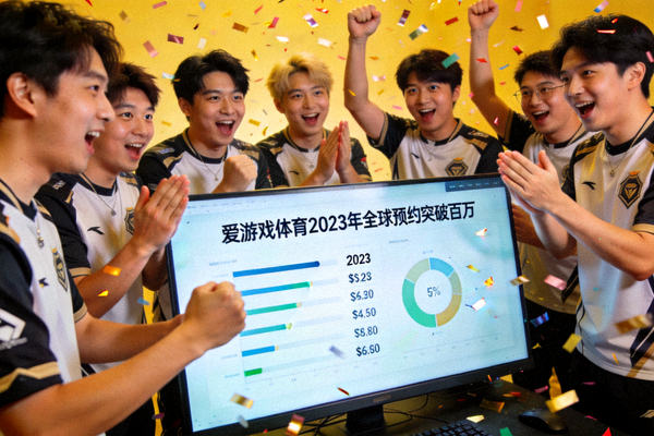 爱游戏体育2023年全球预约突破百万庆祝时刻 - 团队在屏幕上看到预约数据突破百万的激动瞬间