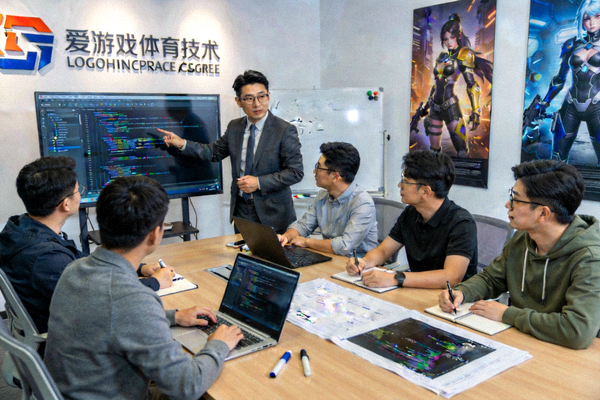 爱游戏体育技术总监工作场景 - 正在与团队讨论游戏引擎技术方案