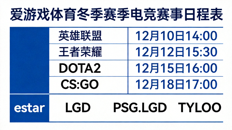 爱游戏体育冬季赛季电竞赛事日程表公布 - 各项目比赛时间与参赛队伍