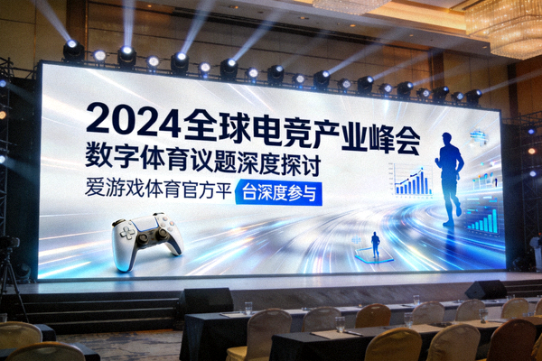 2024全球电竞产业峰会现场大屏展示，爱游戏体育官方平台深度参与数字体育议题